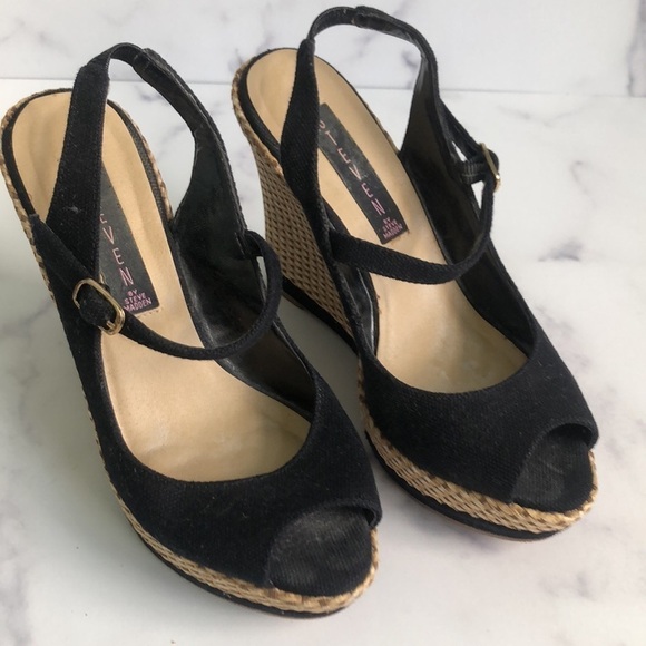 Steven by Steve Madden Black Canvas Mary Jane Style Wedges Size 6M - Picture 11 of 11